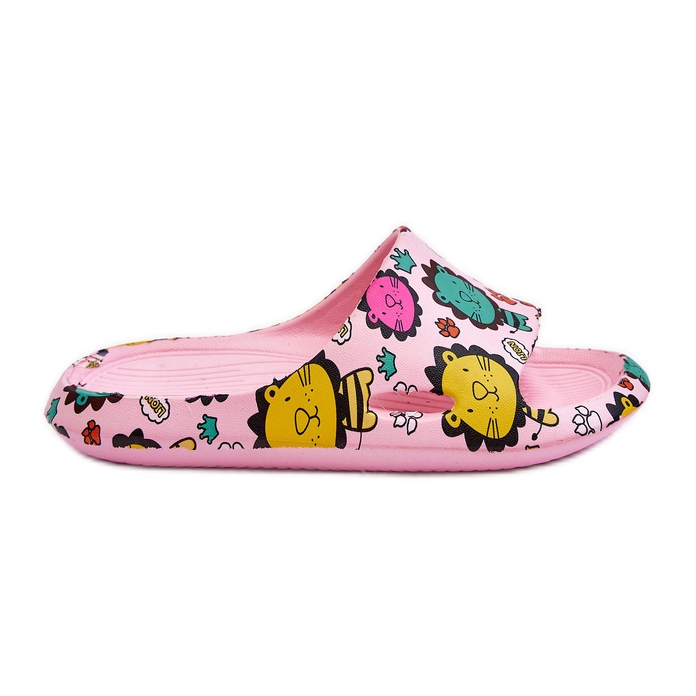 WJ1 Pantuflas Infantiles Espuma Ligera Motivo León Rosa Oscuro Esther rosado