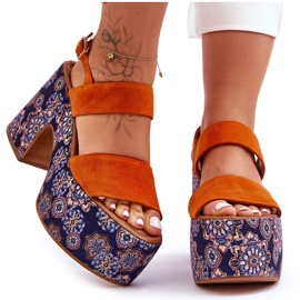 Maciejka Cuero Tacones Altos Sandalias 06089-18 Naranja