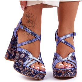 Sandalias Tacón Piel Maciejka 06084-17 Azul Marino