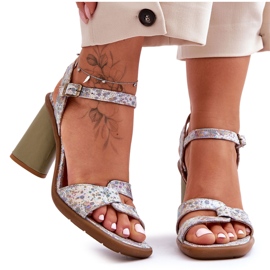 Sandalias Piel Con Tacón Maciejka 06029-24 Blanco-Verde