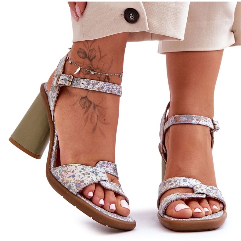 Sandalias Piel Con Tacón Maciejka 06029-24 Blanco-Verde Sandalias Piel Con Tacón Maciejka 06029-24 Blanco-Verde