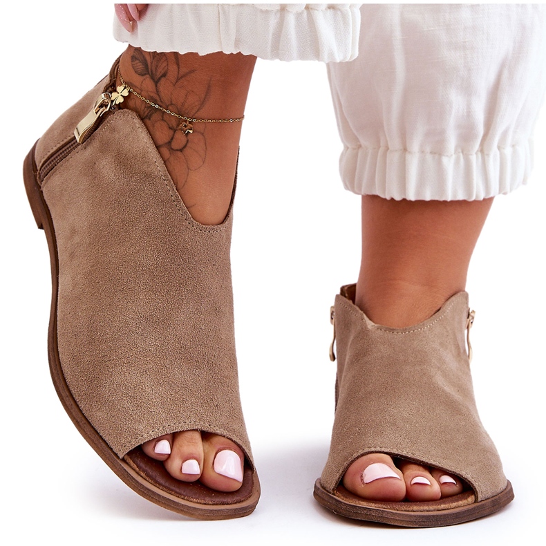 Sandalias Botas Ante Bajas Nicole 2799/023 Beige