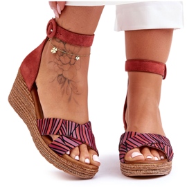 Maciejka Suede Cuña Sandalias 04565-44 Rojo