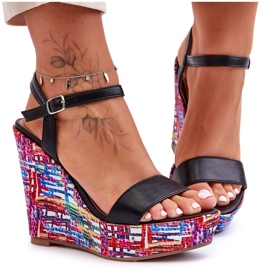 Sandalias Mujer On A Colorful Wedge Negro Malibu