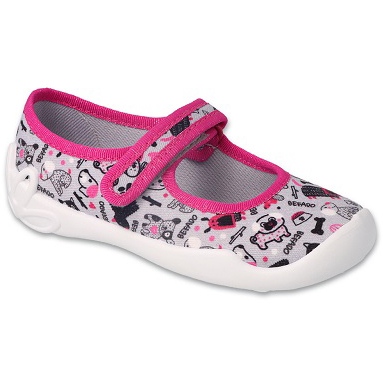 Pantuflas infantiles befado 114Y521 gris con aplicaciones de colores