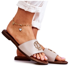 Chanclas Mujer Piel con Adorno Nicole 2735 Beige