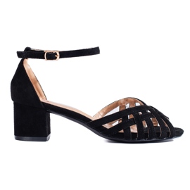 Sandalias tacón bajo Shelovet ante negro