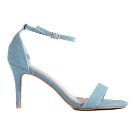 Sandalias vaqueras Shelovet de tacón alto azul Sandalias vaqueras Shelovet de tacón alto azul