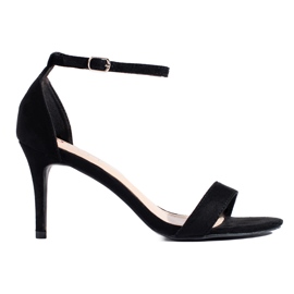 Sandalias de tacón alto en ante negras de Shelovet negro