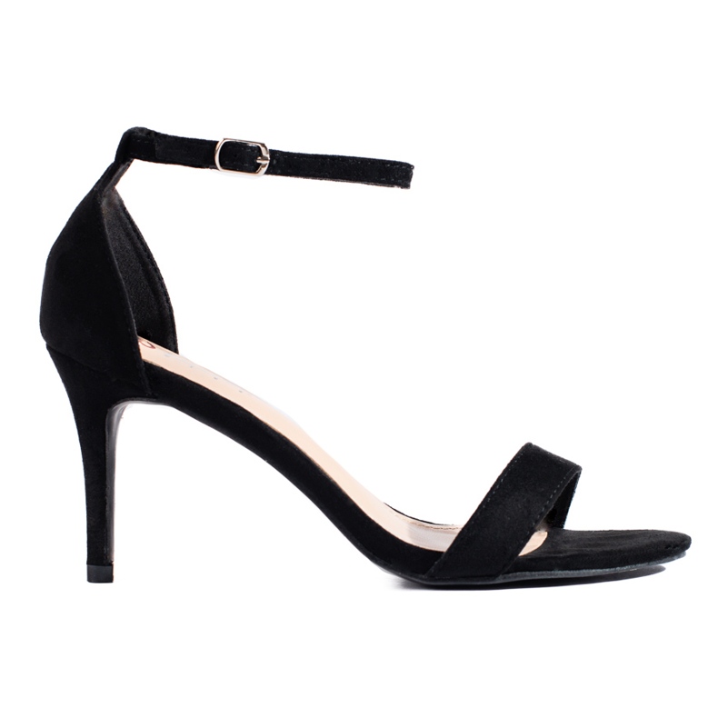 Sandalias de tacón alto en ante negras de Shelovet negro