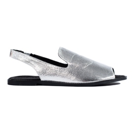 Sandalias de mujer Shelovet open toe plateadas en ante plata