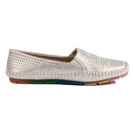 Mocasines slip-on mujer calados Shelovet oro dorado