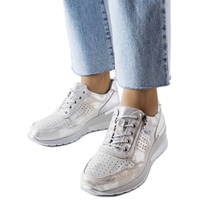 Goodin Zapato Jazzar piel calada plateada plata Goodin Zapato Jazzar piel calada plateada plata