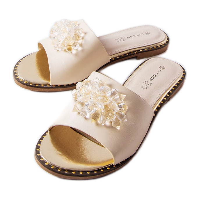 Chanclas beige con cristales de Lowa