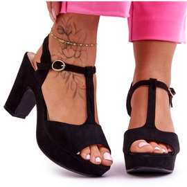 Sandalias de tacón alto de ante negro Felicia
