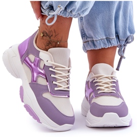 PS1 Zapatillas Cordones Cortes de mujer Morado violeta