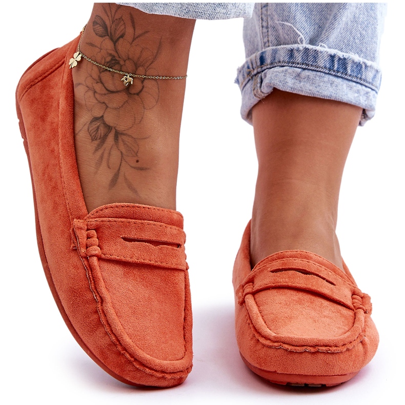Mocasines Mujer Ante Naranja Lenvie