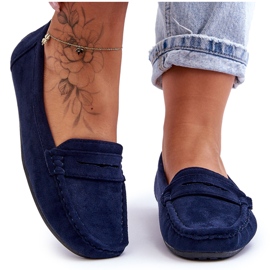 Mocasines Mujer Ante Azul Marino Lenvie