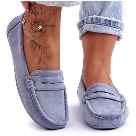 Mocasines Lenvie de ante azul para mujer