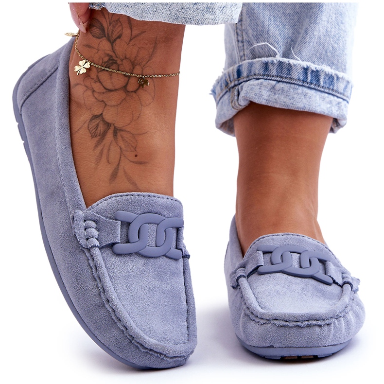 Mocasines de gamuza azul Rabell de moda para mujer