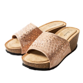 Sandalias con cuña de strass rosas de Guymon rosado