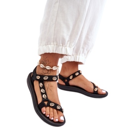 Sandalias Deportivas Mujer Conchas Doradas Decoradas Negras Conner negro