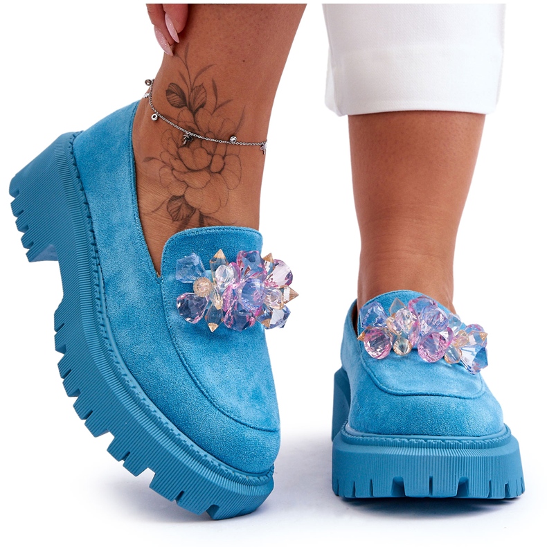 PS1 Mocasines Mujer Cristales Azul Avril