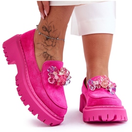 PS1 Mocasines De Mujer Con Cristales Decorativos Rosa Avril rosado
