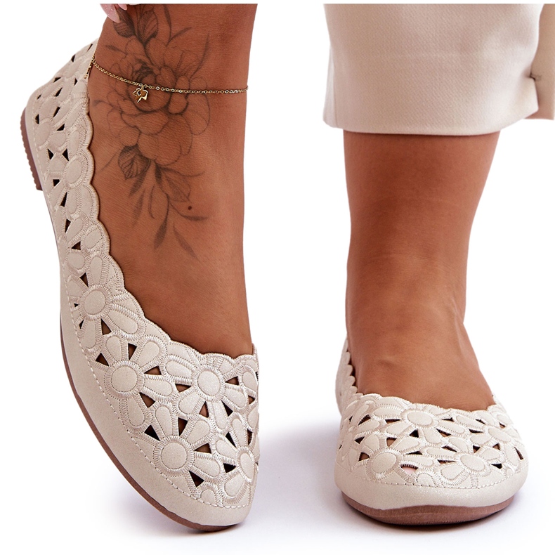 PE1 Bailarina Calada Brillante Mujer Beige Visionary