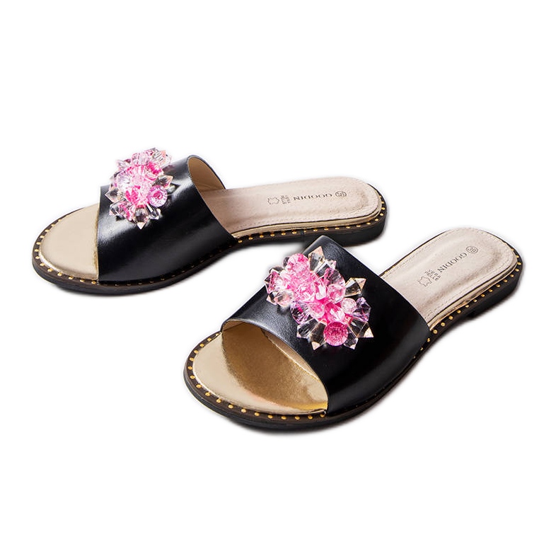 Goodin Chanclas negras con cristales negro