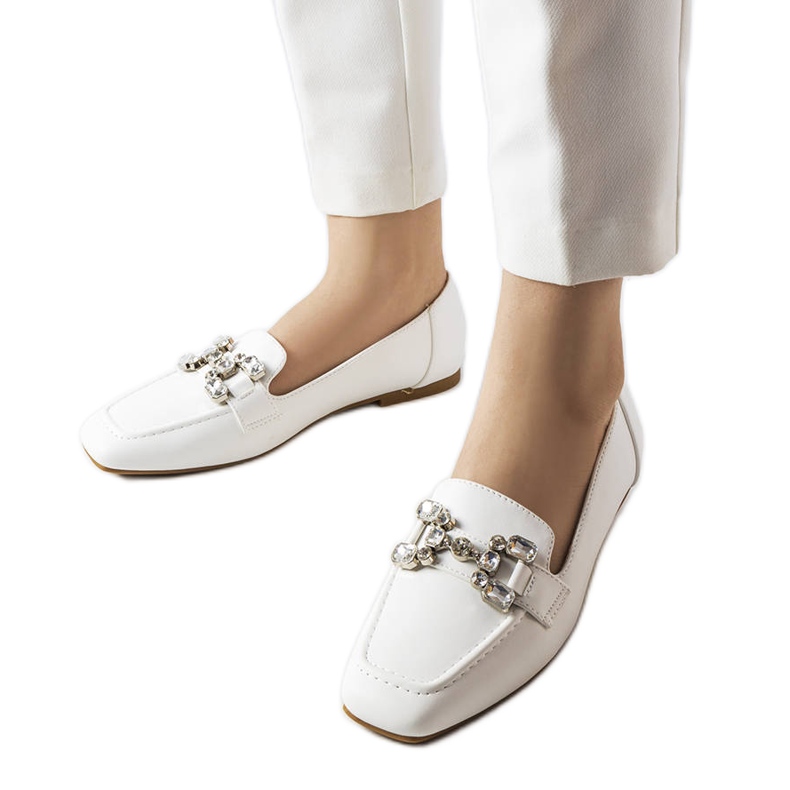 Mocasines Marechal blancos con pedrería
