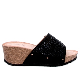 Greco Sandalias cuña negras negro