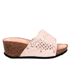 Sandalias con cuña Greco albaricoque beige