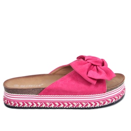 Pantuflas lazo suela alta Delair Fucsia rosa