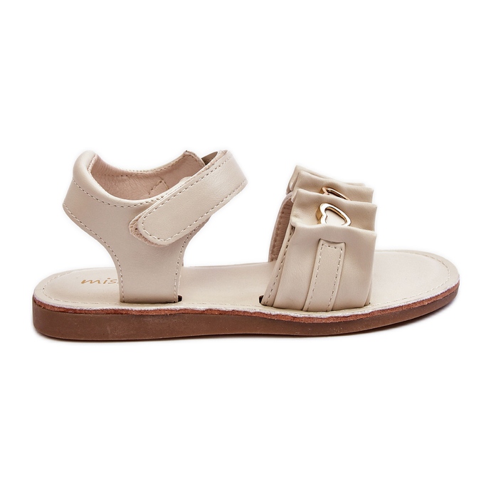Sandalias Infantiles Con Velcro Corazones Beige Havana