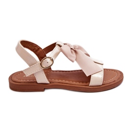 Sandalias infantiles lacadas con lazo, beige Netina