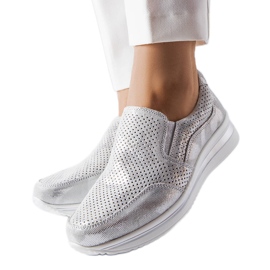 Zapatillas de cuña caladas plateadas plata