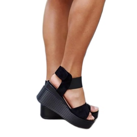 Sandalias de cuña negras de Romani negro