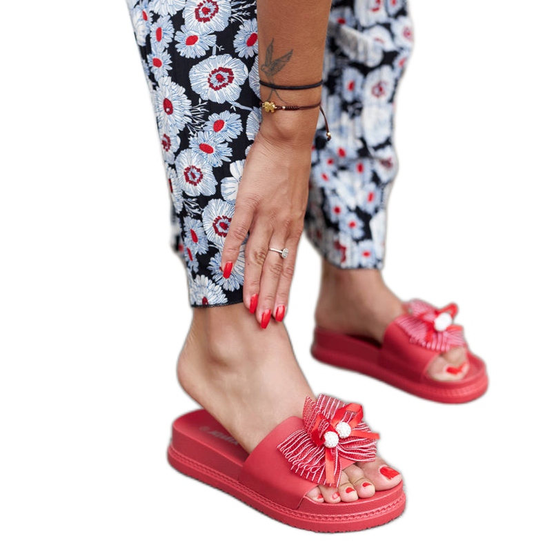 Chanclas rojas con lazo de Dido rojo Chanclas rojas con lazo de Dido rojo