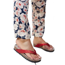 Sandalias cuña brocado rojas de Isidoro rojo
