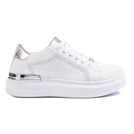 Deportivo plataforma calado textil Shelovet blanco