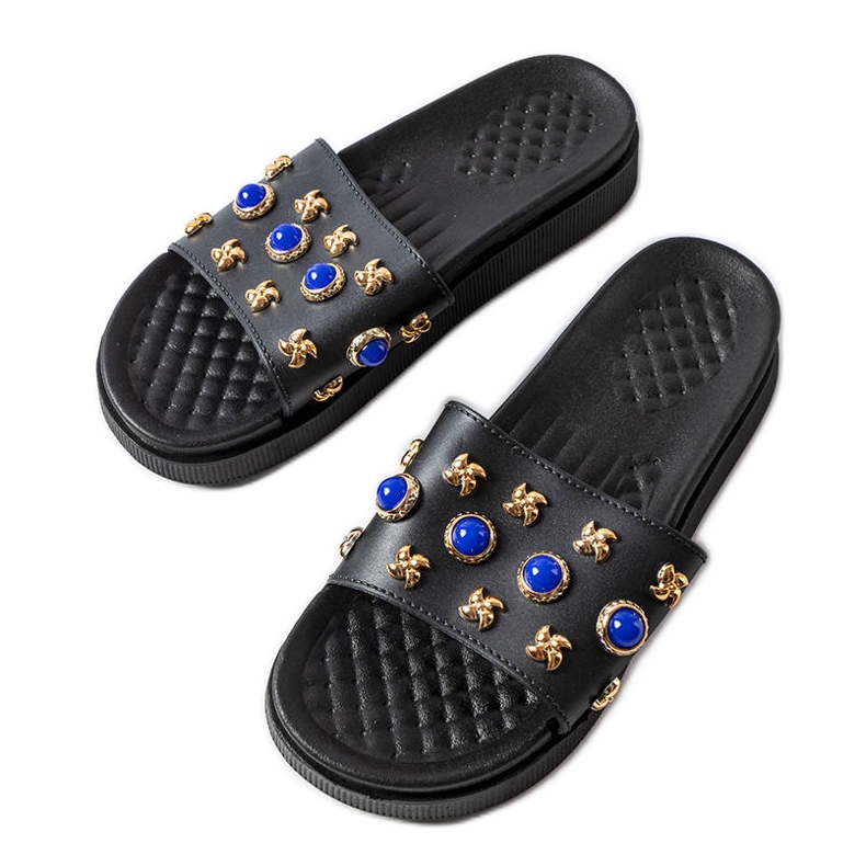 Chanclas negras decoradas de Montesarchio negro