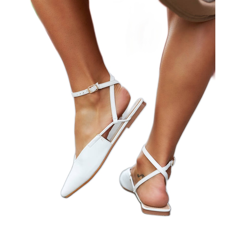 Bailarinas blancas tacón abierto Lazzaro blanco Bailarinas blancas tacón abierto Lazzaro blanco