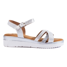 Cómodas sandalias Shelovet blancas y plateadas con cuña baja blanco
