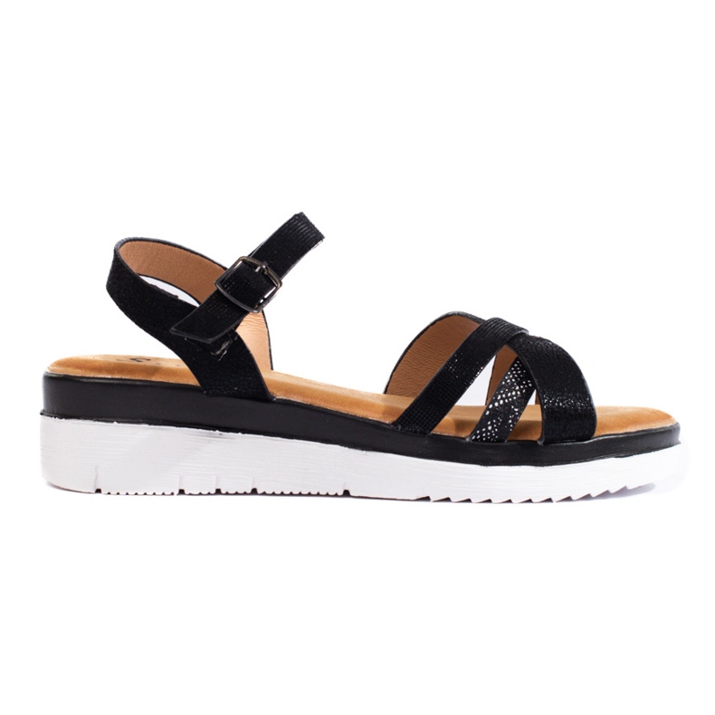 Cómodas sandalias cuña Shelovet negras negro