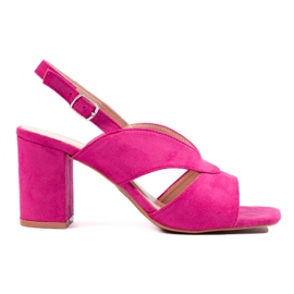 Sandalias de tacón alto en ante fucsia de Vinceza rosa