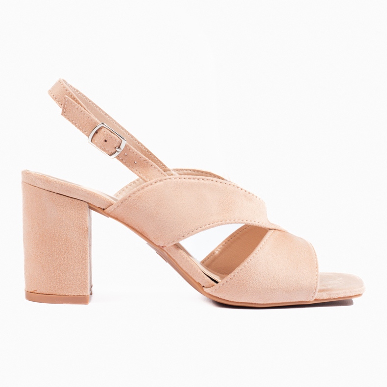 Sandalias de tacón alto en ante beige de Vinceza