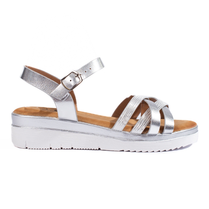 Sandalias cuña mujer Shelovet plateadas plata