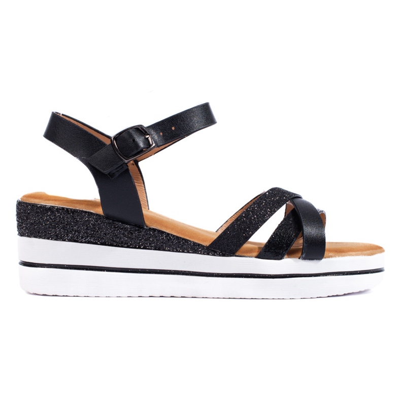 Sandalias cuña mujer Shelovet negras negro