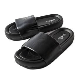 Chanclas negras en plataforma Franco negro